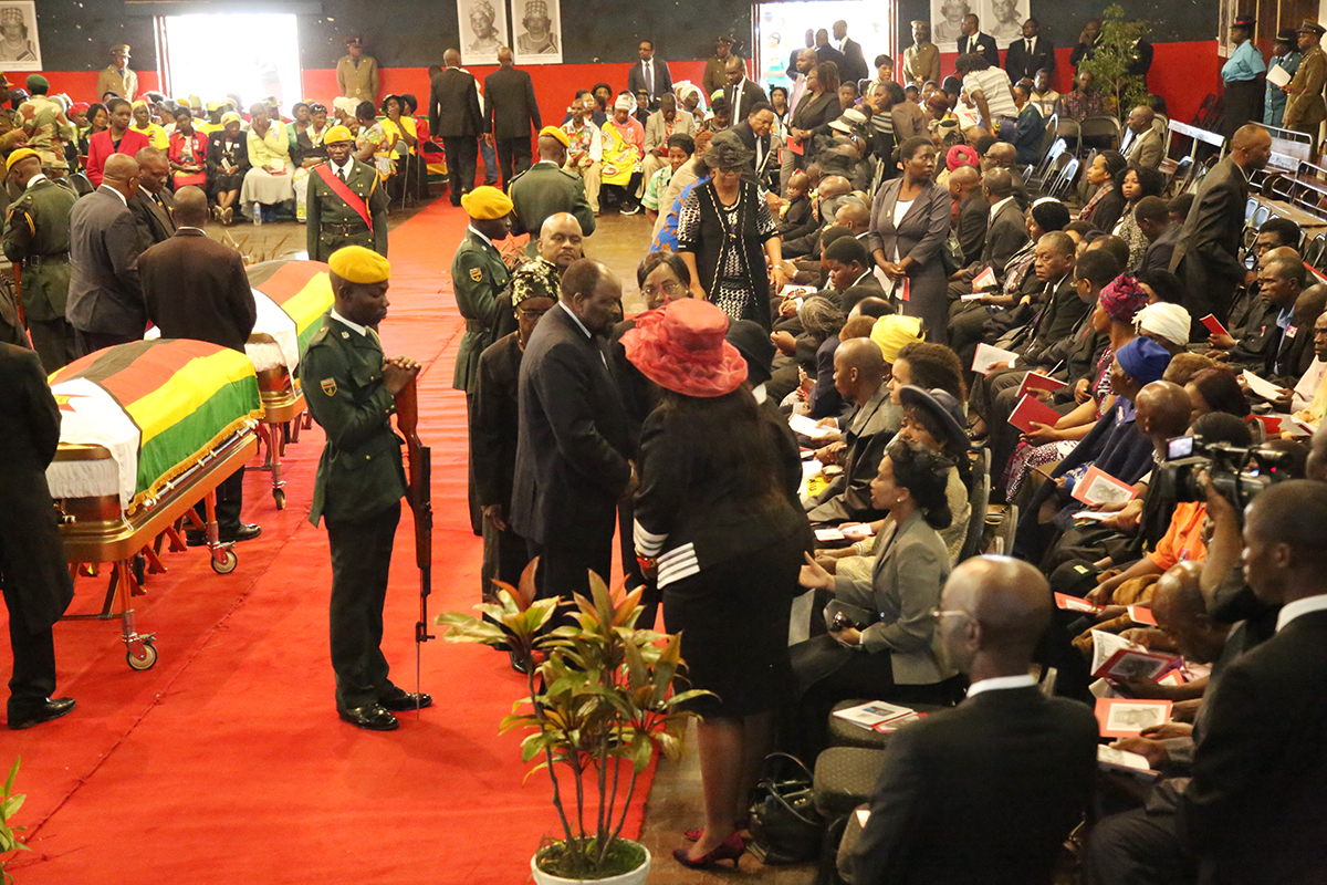 PICTURES: Mourners gather for Cdes Chitepo and Mwashita at Stodart Hall ...